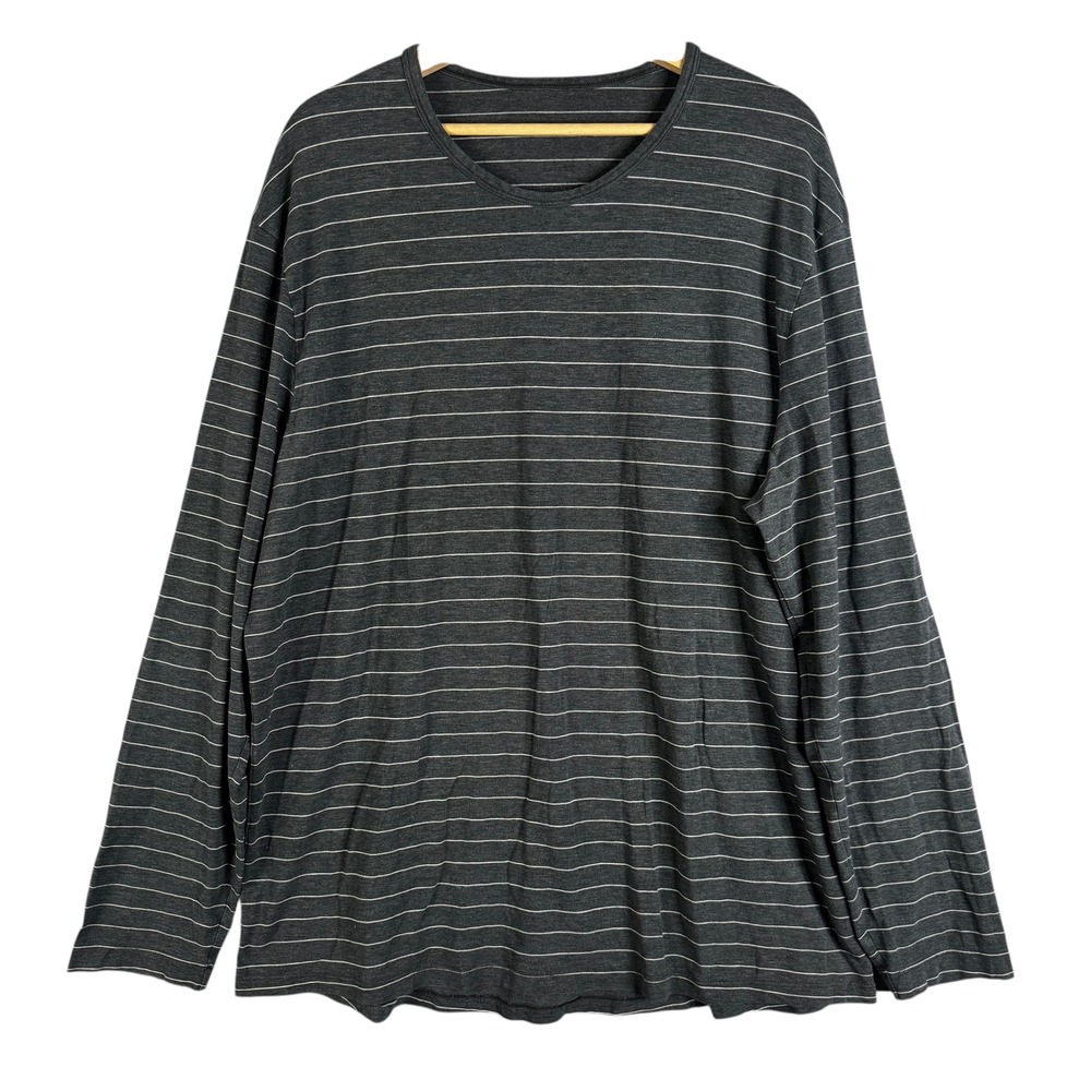 Lululemon 5 Year basic Striped Tee Shirt Charcoal Gray Athletic Fit XL